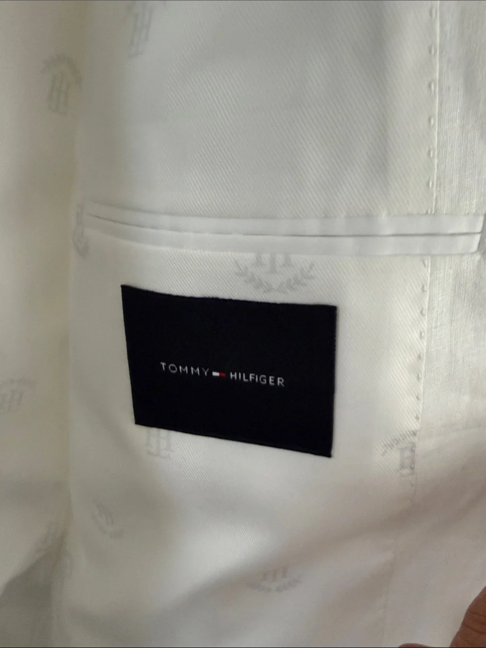 Mens Tommy Hilfiger White Linen Blazer - Classic Single-Breasted Jacket - Picture 3 of 6